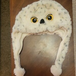 Cute Owl Plush Hat with Pom Poms